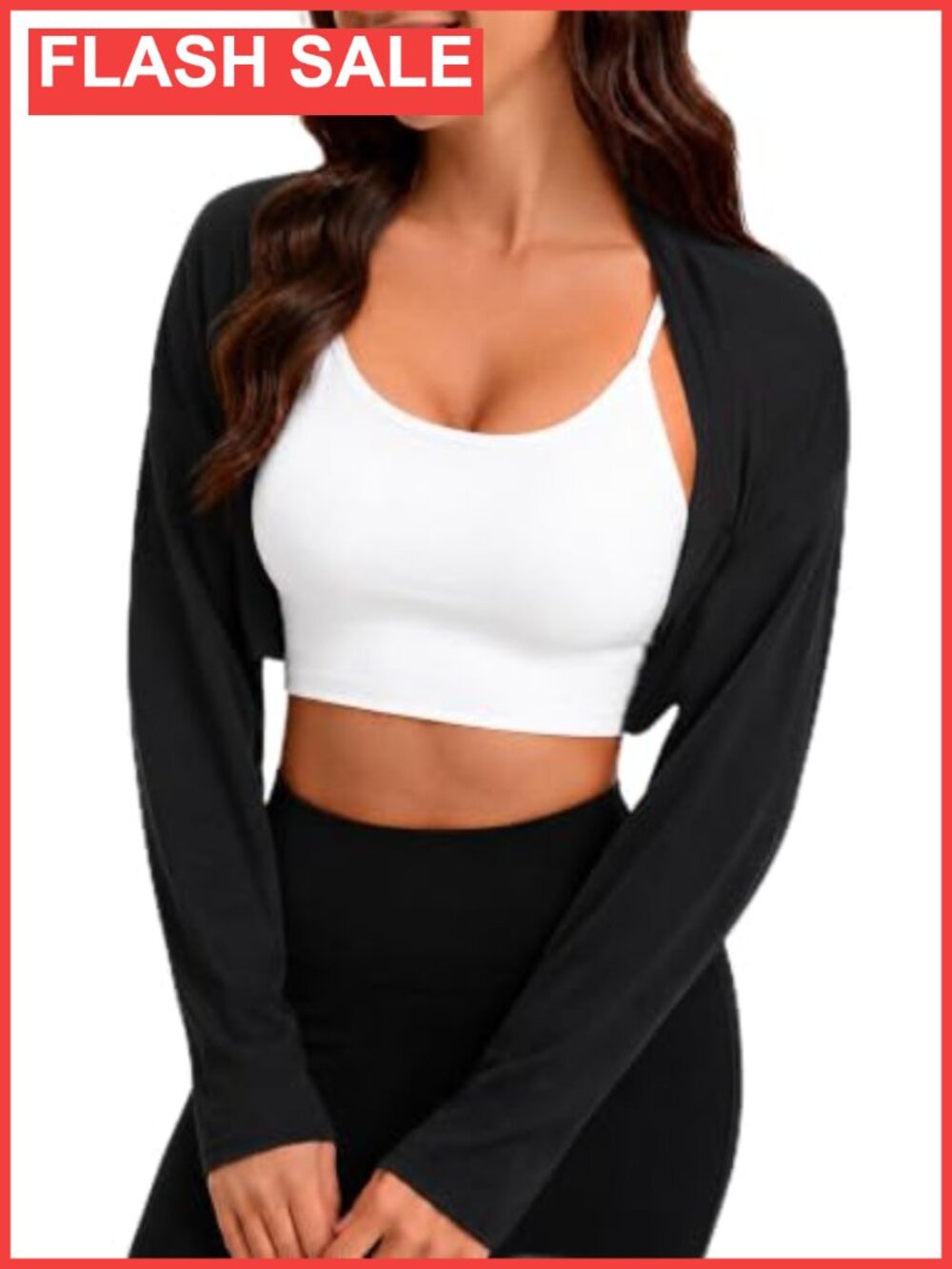Remidoo Open Back Bolero Shrug Long Sleeve Crop Top Workout Cover Up